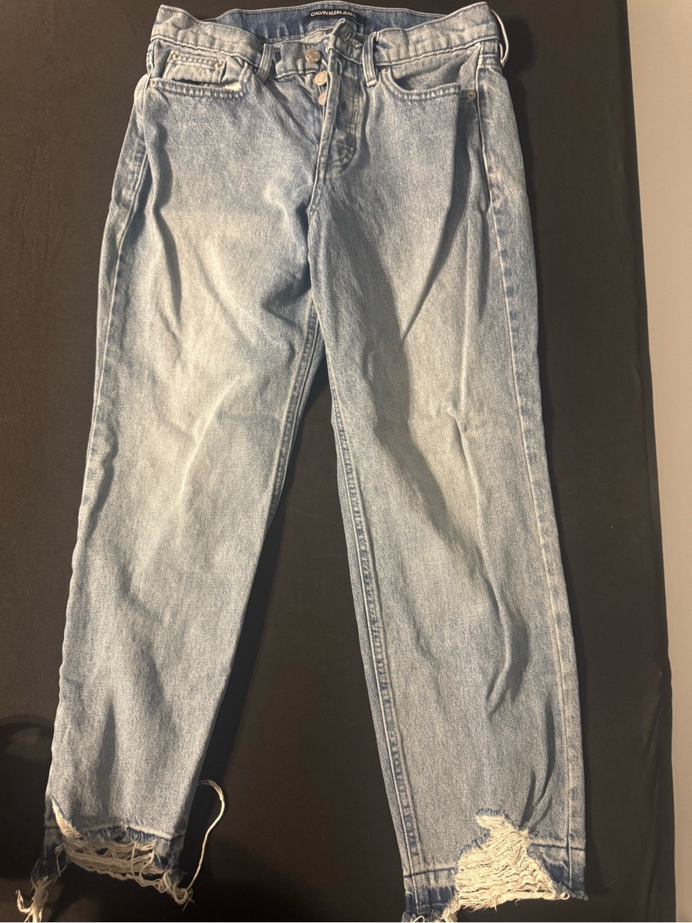 Calvin Klein Jeans Light Blue Boyfriend Jeans with Distressed Hem